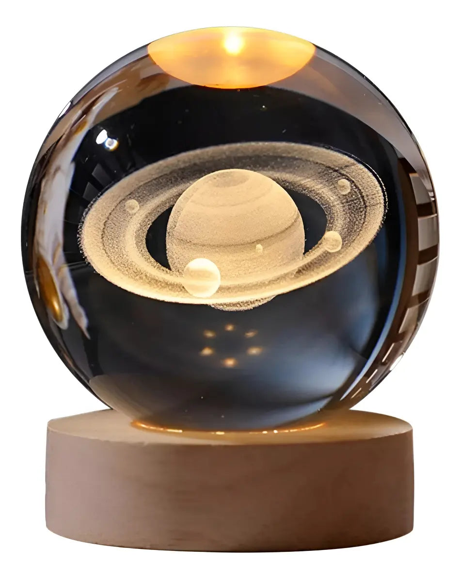 Saturnia Glow — Esfera de Cristal con Luz Ambiental RGB 🪐